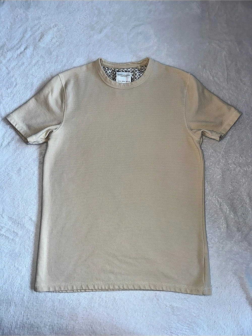 Mens Denim & Flower Ricky Singh Tan Ribbed T-Shirt Size Medium M